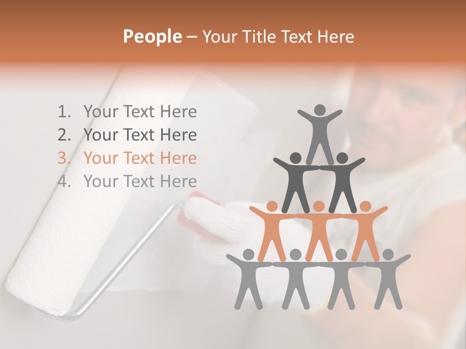 Cheerful Worker Painting A Wall With Roller PowerPoint Template