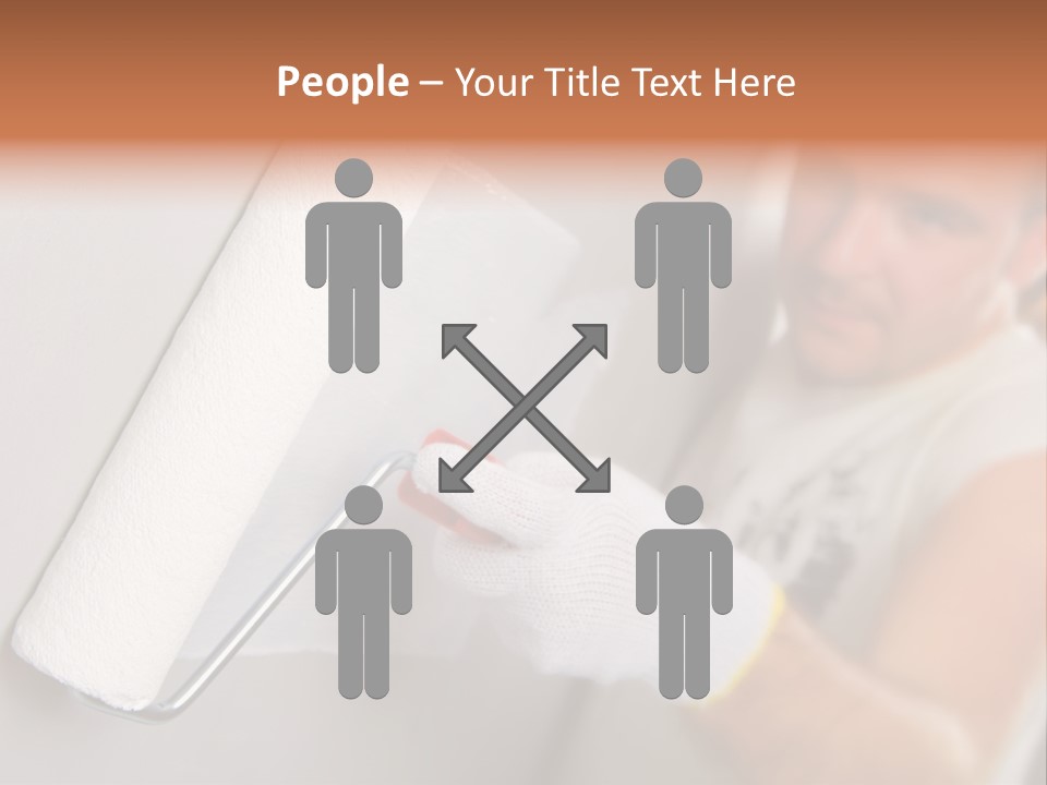 Cheerful Worker Painting A Wall With Roller PowerPoint Template