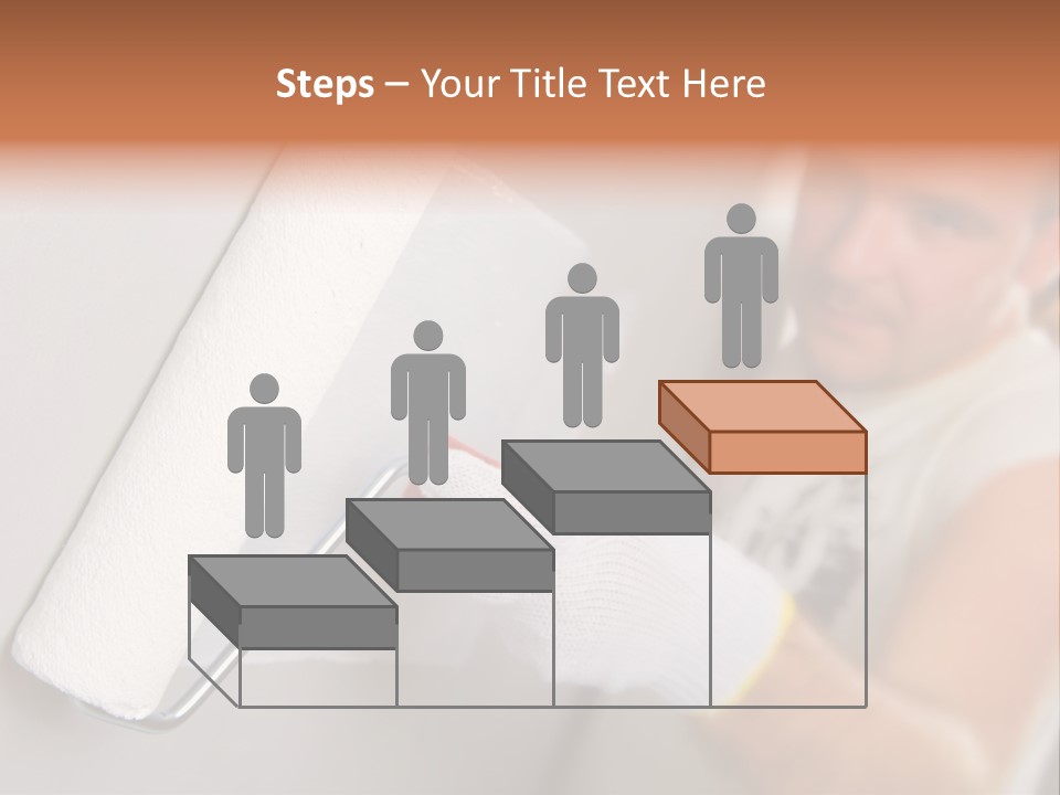 Cheerful Worker Painting A Wall With Roller PowerPoint Template