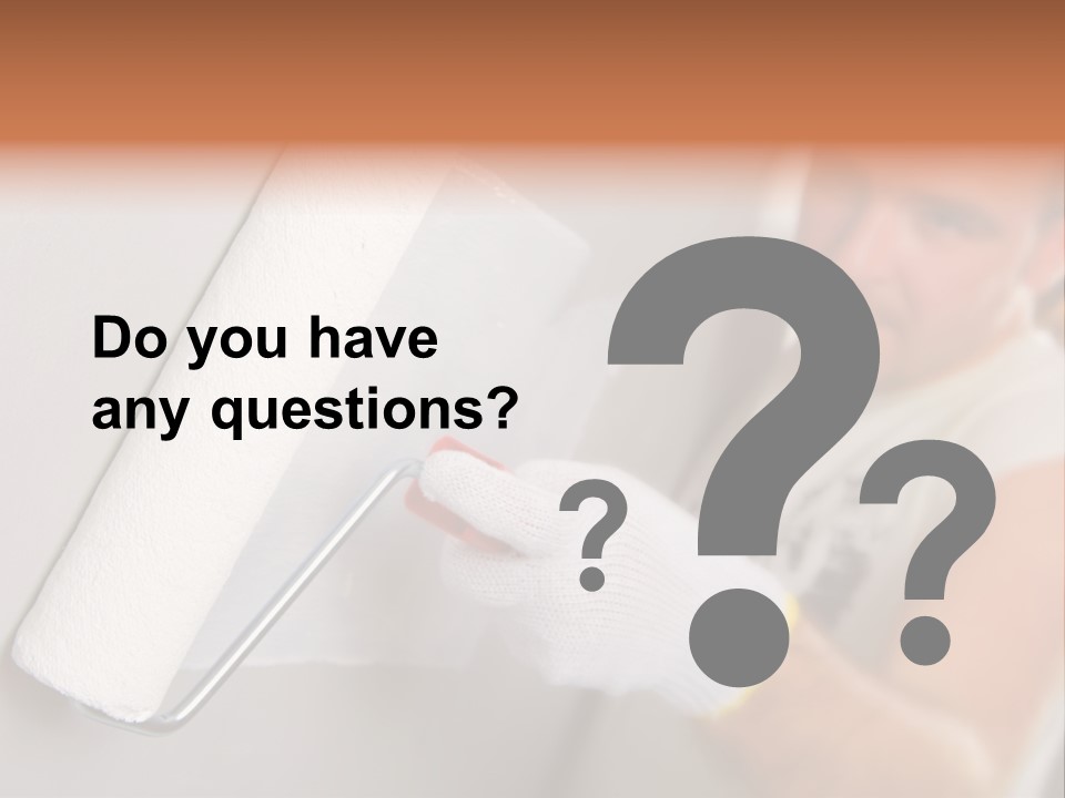 Cheerful Worker Painting A Wall With Roller PowerPoint Template