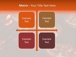 Hamburgers Cooking On Barbeque Grill With Flames PowerPoint Template