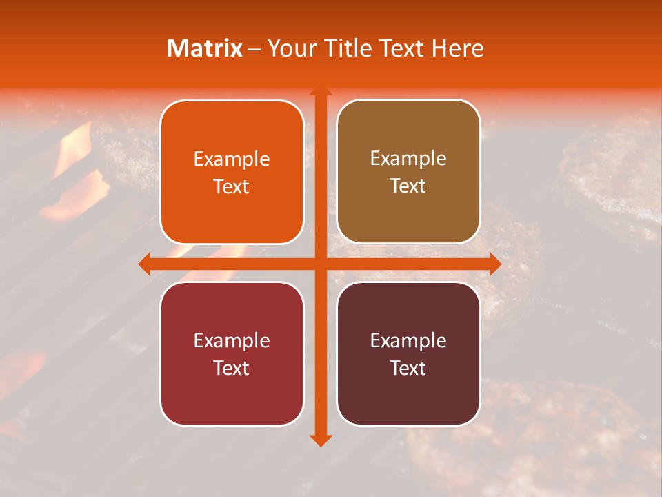 Hamburgers Cooking On Barbeque Grill With Flames PowerPoint Template