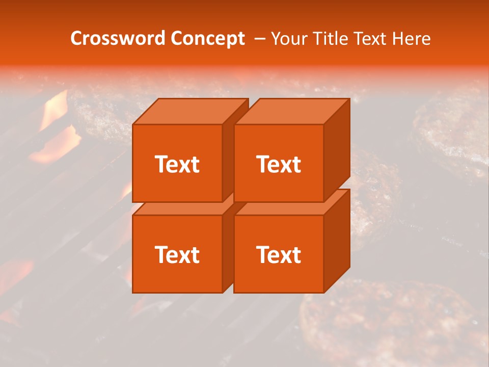 Hamburgers Cooking On Barbeque Grill With Flames PowerPoint Template