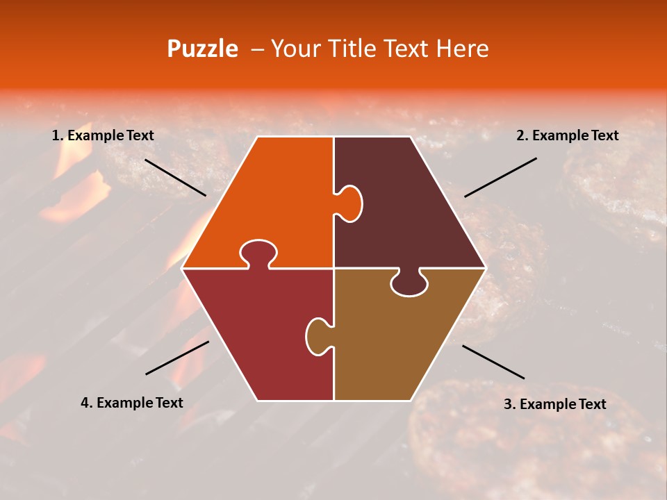 Hamburgers Cooking On Barbeque Grill With Flames PowerPoint Template