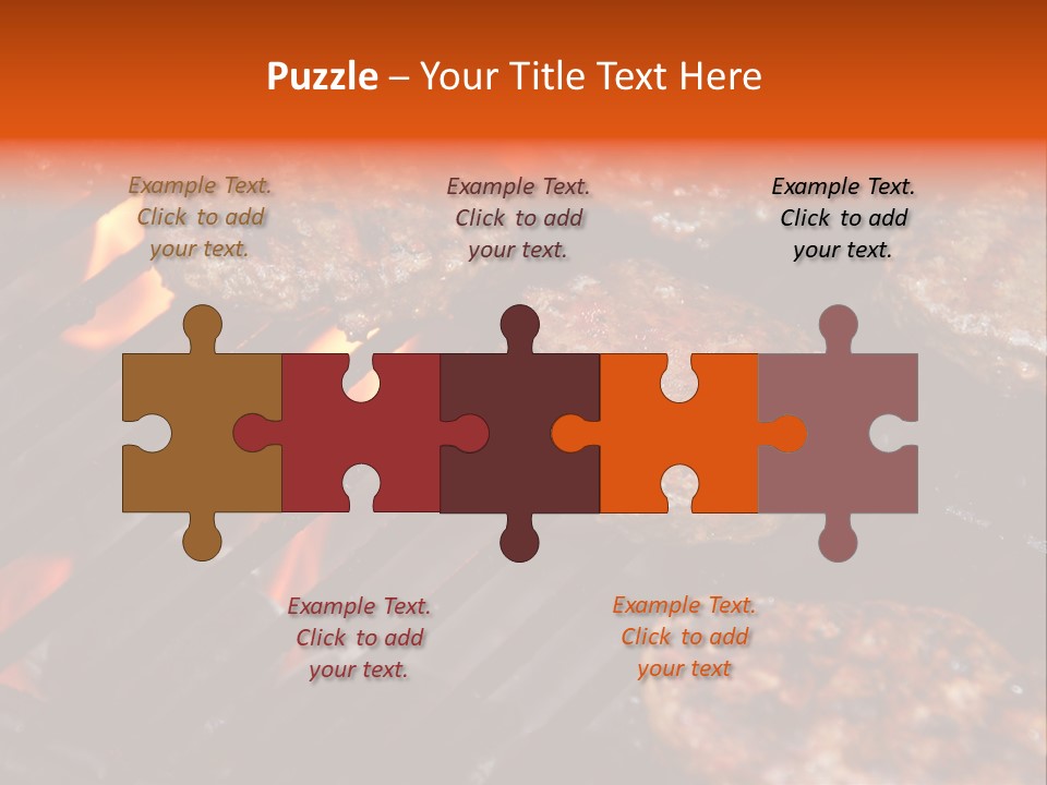 Hamburgers Cooking On Barbeque Grill With Flames PowerPoint Template