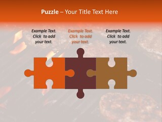 Hamburgers Cooking On Barbeque Grill With Flames PowerPoint Template