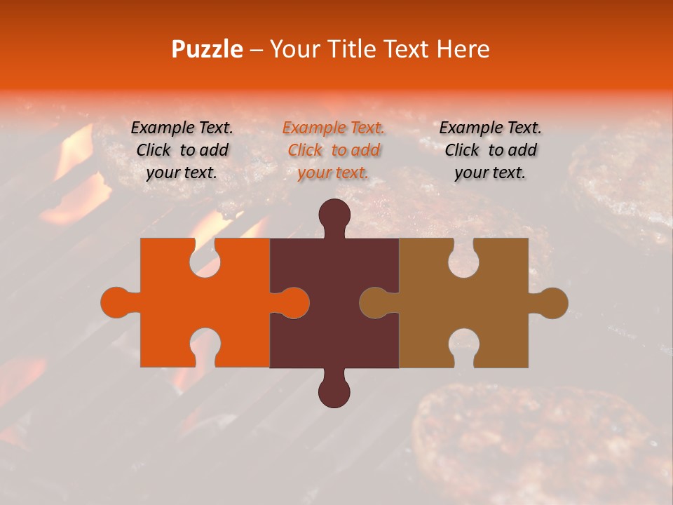 Hamburgers Cooking On Barbeque Grill With Flames PowerPoint Template