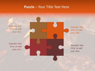 Hamburgers Cooking On Barbeque Grill With Flames PowerPoint Template