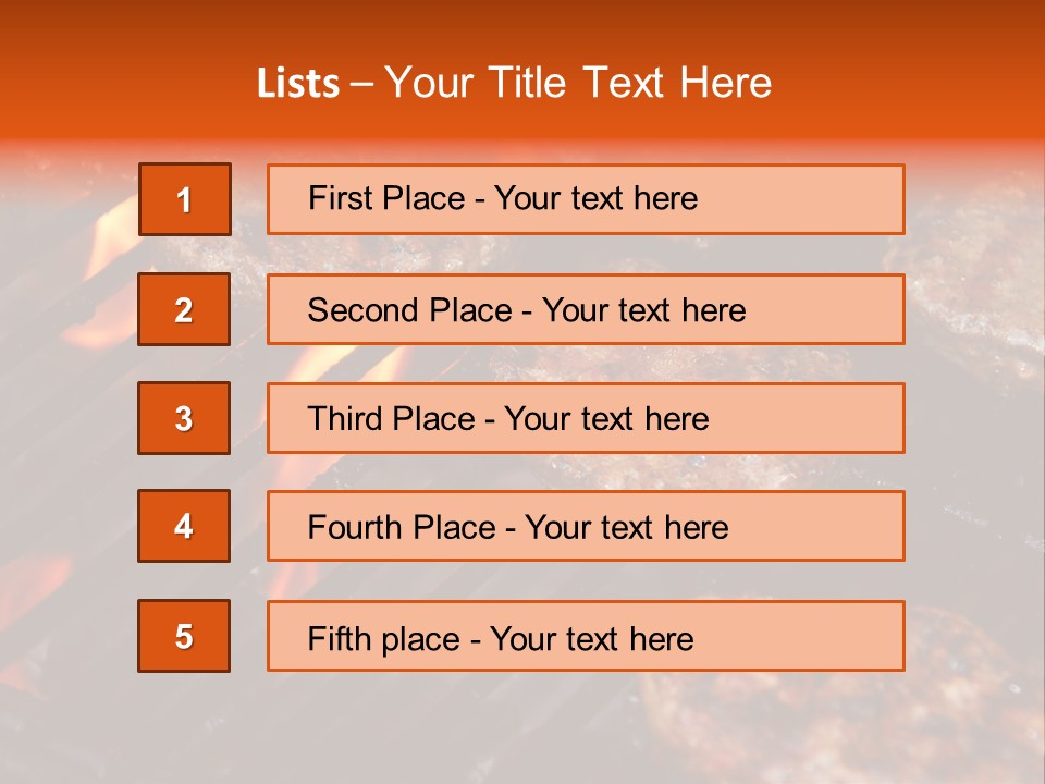 Hamburgers Cooking On Barbeque Grill With Flames PowerPoint Template