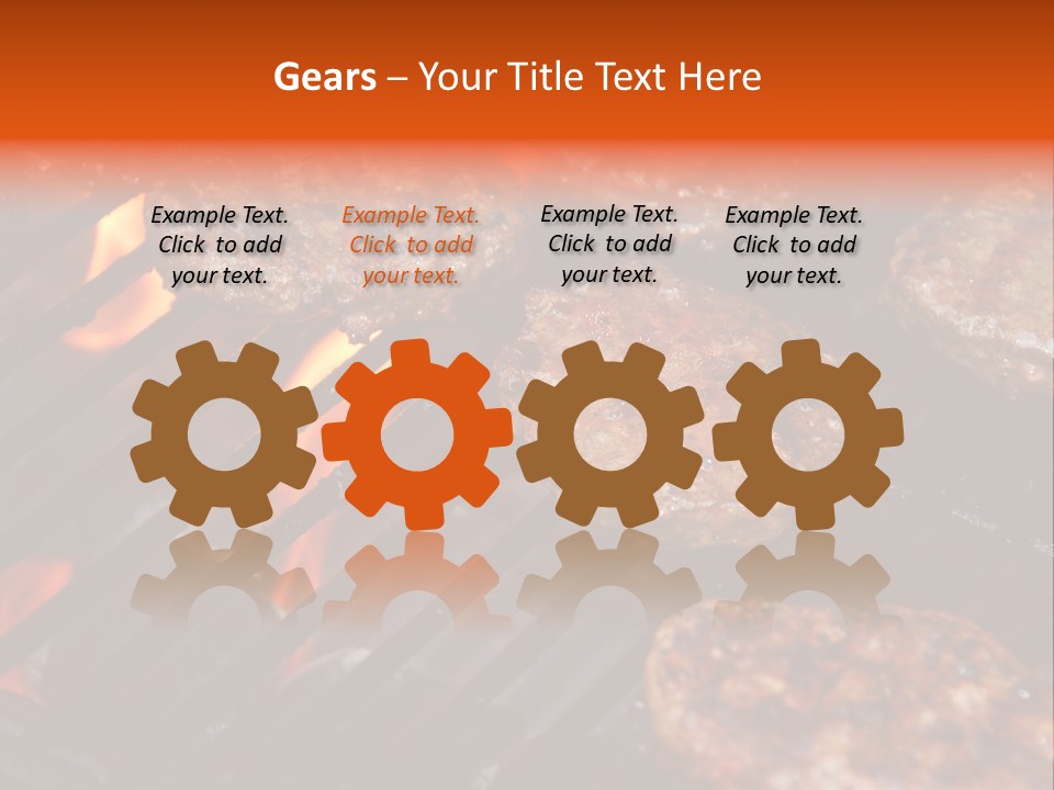 Hamburgers Cooking On Barbeque Grill With Flames PowerPoint Template