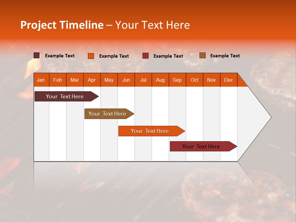 Hamburgers Cooking On Barbeque Grill With Flames PowerPoint Template
