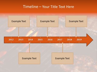 Hamburgers Cooking On Barbeque Grill With Flames PowerPoint Template