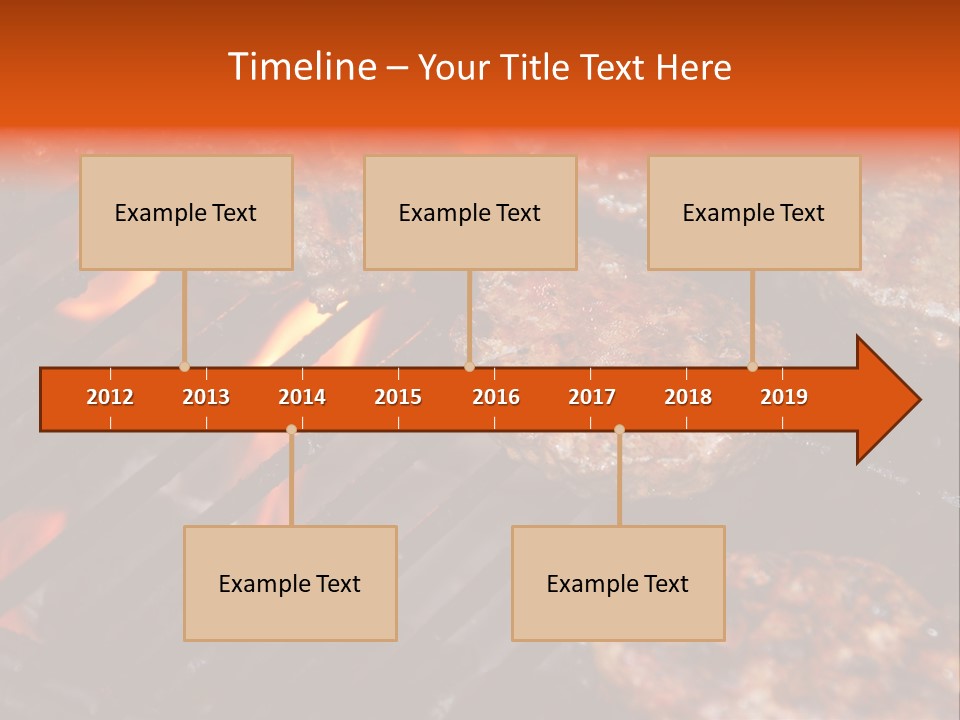 Hamburgers Cooking On Barbeque Grill With Flames PowerPoint Template