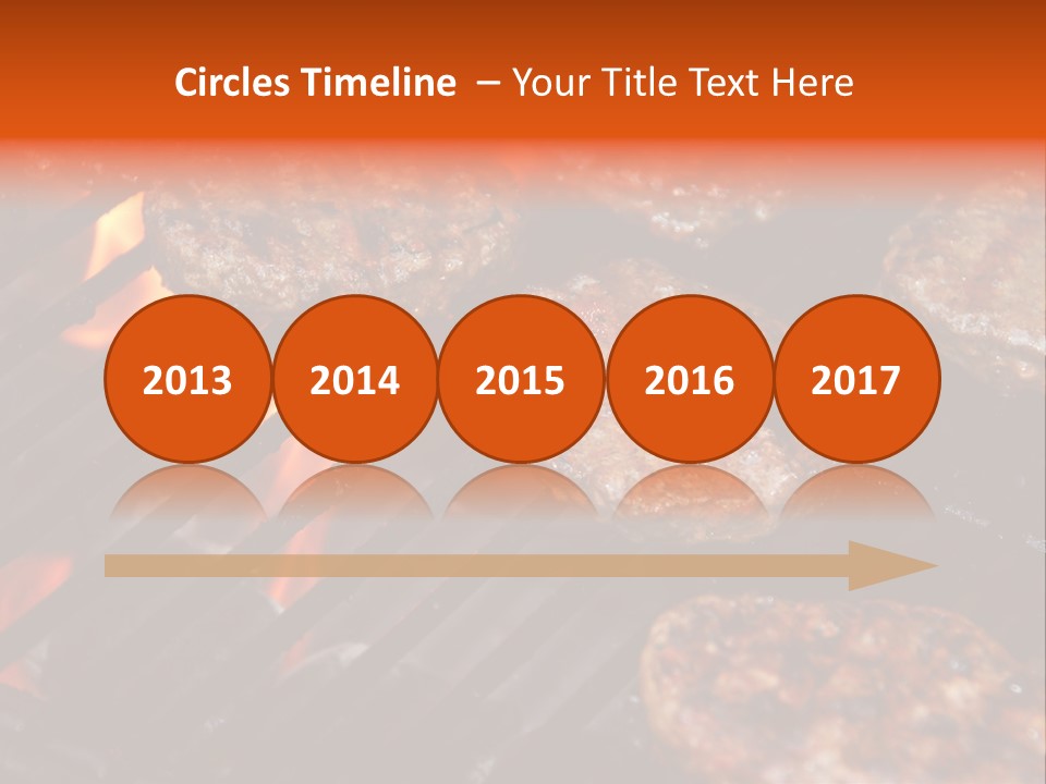 Hamburgers Cooking On Barbeque Grill With Flames PowerPoint Template