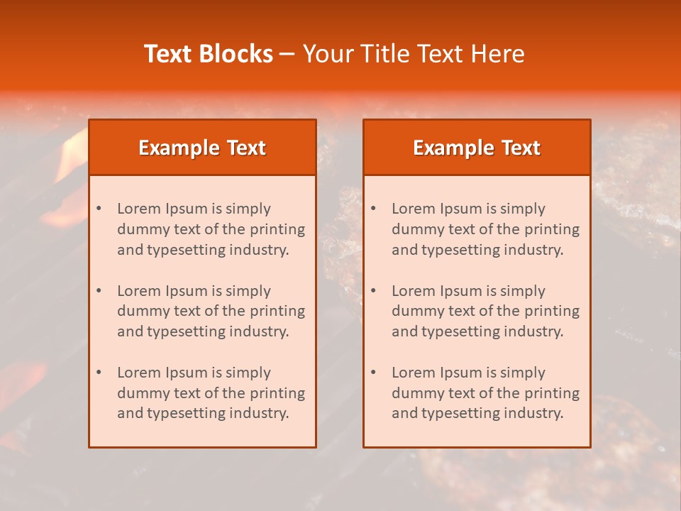 Hamburgers Cooking On Barbeque Grill With Flames PowerPoint Template
