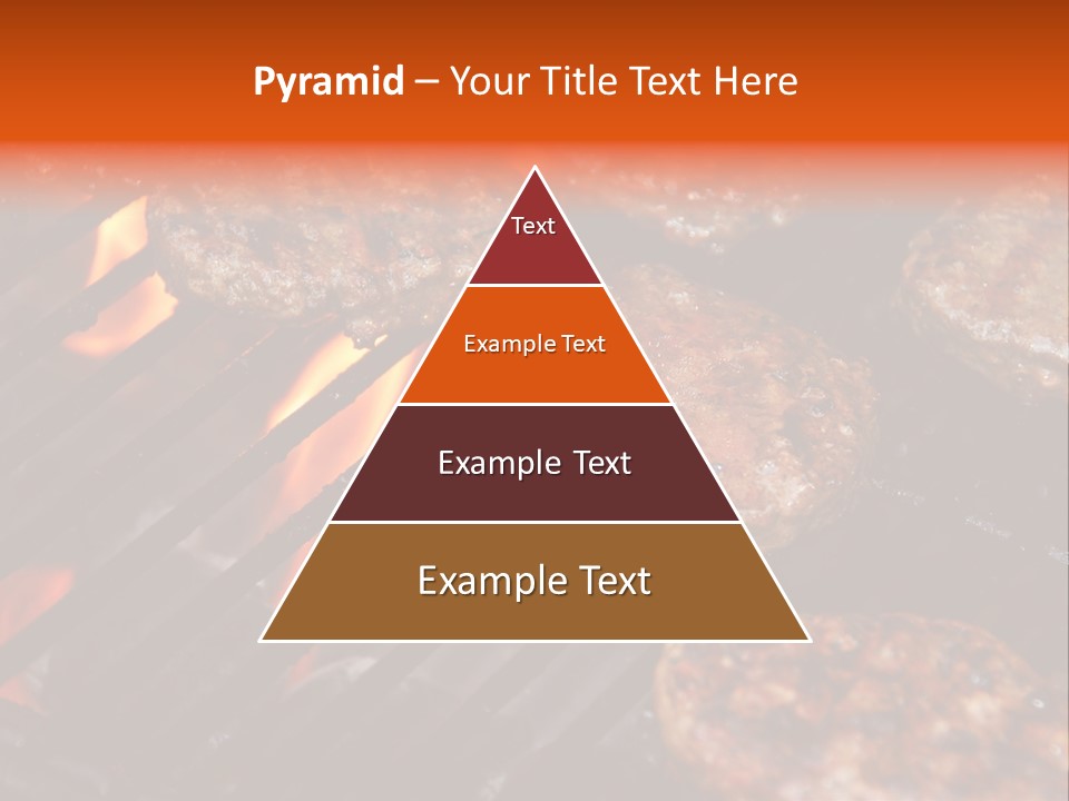 Hamburgers Cooking On Barbeque Grill With Flames PowerPoint Template