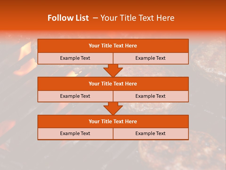 Hamburgers Cooking On Barbeque Grill With Flames PowerPoint Template