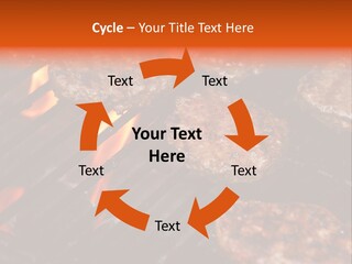 Hamburgers Cooking On Barbeque Grill With Flames PowerPoint Template