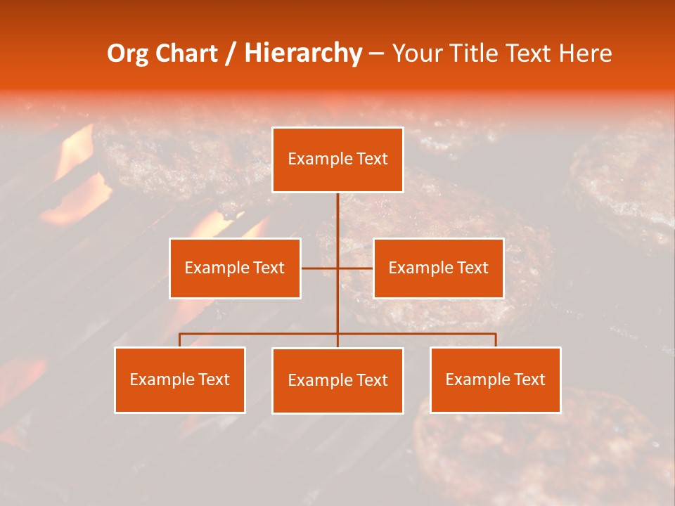 Hamburgers Cooking On Barbeque Grill With Flames PowerPoint Template