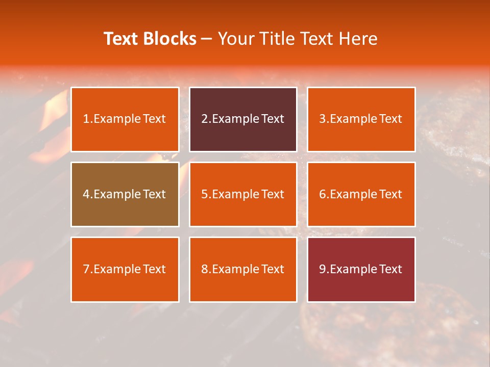 Hamburgers Cooking On Barbeque Grill With Flames PowerPoint Template