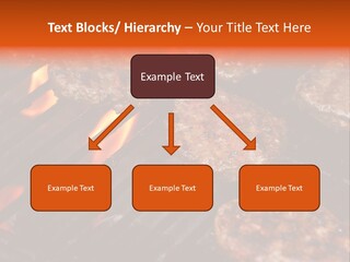 Hamburgers Cooking On Barbeque Grill With Flames PowerPoint Template