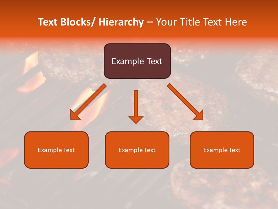 Hamburgers Cooking On Barbeque Grill With Flames PowerPoint Template