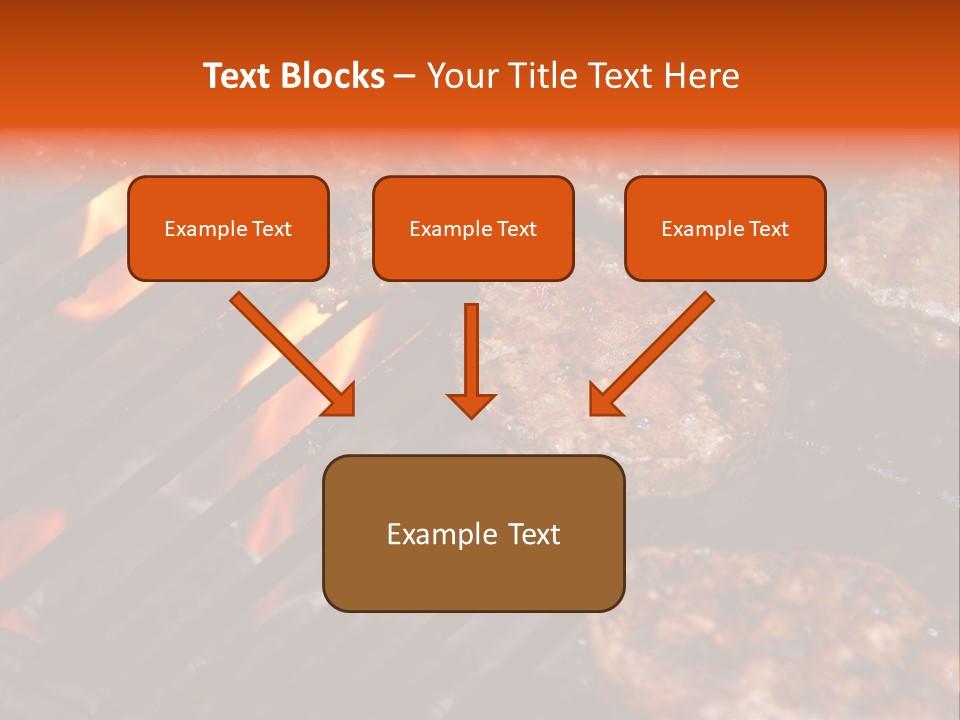 Hamburgers Cooking On Barbeque Grill With Flames PowerPoint Template