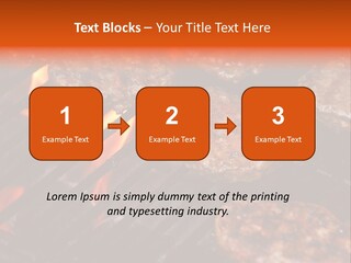 Hamburgers Cooking On Barbeque Grill With Flames PowerPoint Template