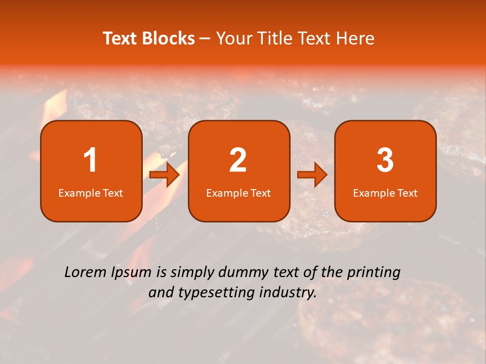 Hamburgers Cooking On Barbeque Grill With Flames PowerPoint Template