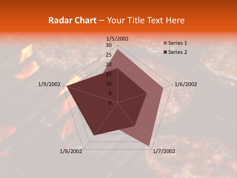 Hamburgers Cooking On Barbeque Grill With Flames PowerPoint Template