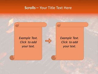 Hamburgers Cooking On Barbeque Grill With Flames PowerPoint Template