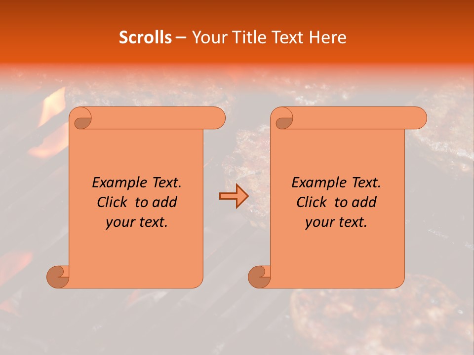 Hamburgers Cooking On Barbeque Grill With Flames PowerPoint Template