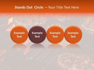 Hamburgers Cooking On Barbeque Grill With Flames PowerPoint Template