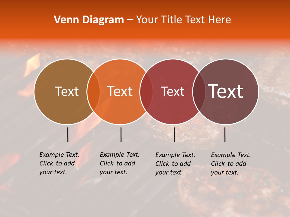 Hamburgers Cooking On Barbeque Grill With Flames PowerPoint Template