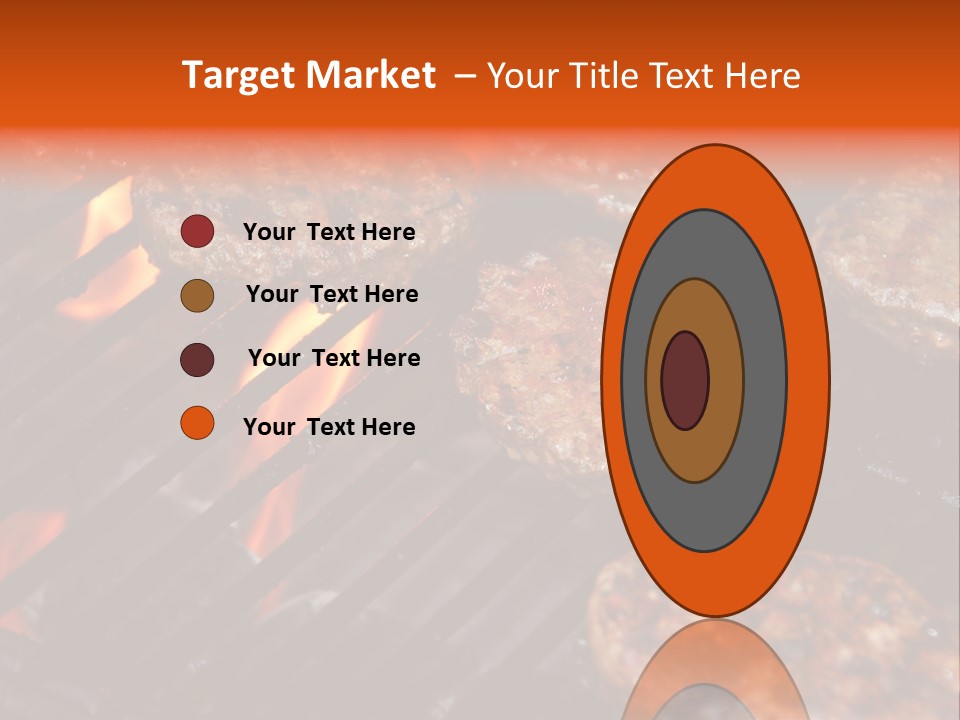 Hamburgers Cooking On Barbeque Grill With Flames PowerPoint Template