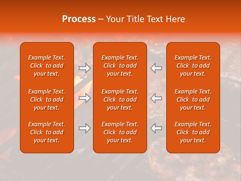 Hamburgers Cooking On Barbeque Grill With Flames PowerPoint Template