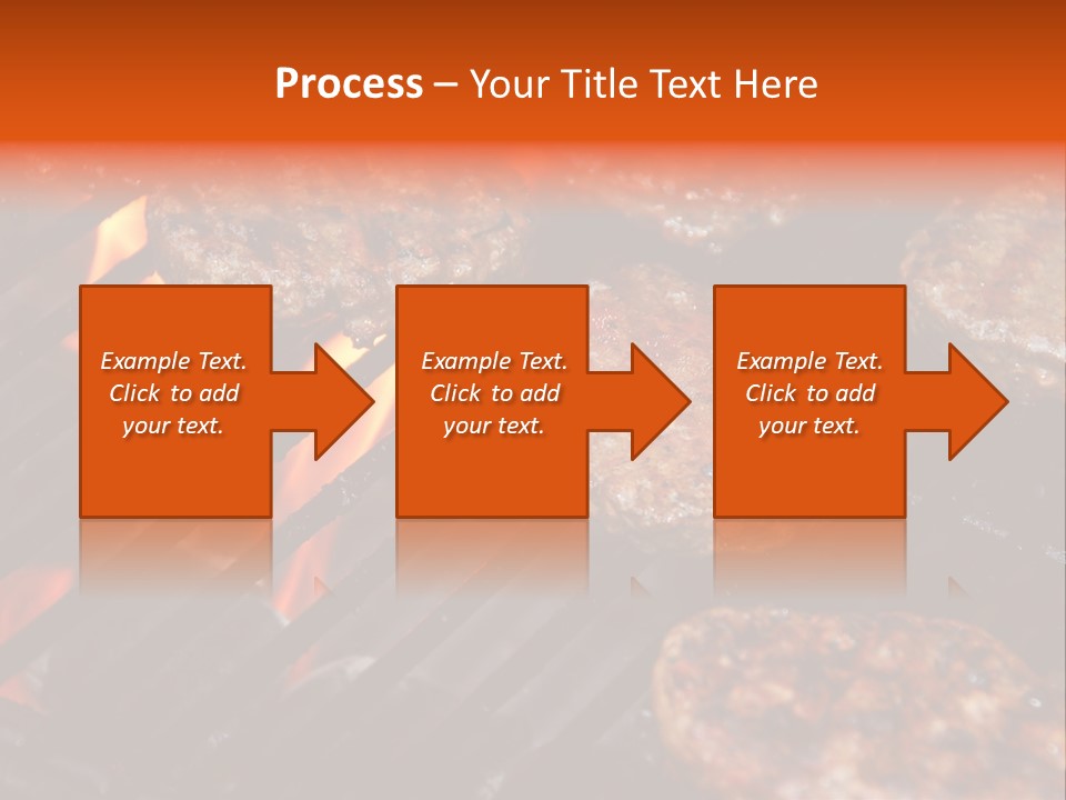 Hamburgers Cooking On Barbeque Grill With Flames PowerPoint Template