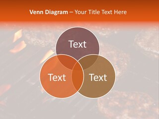 Hamburgers Cooking On Barbeque Grill With Flames PowerPoint Template
