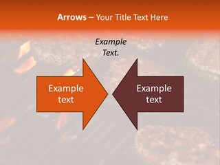 Hamburgers Cooking On Barbeque Grill With Flames PowerPoint Template