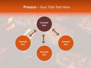 Hamburgers Cooking On Barbeque Grill With Flames PowerPoint Template