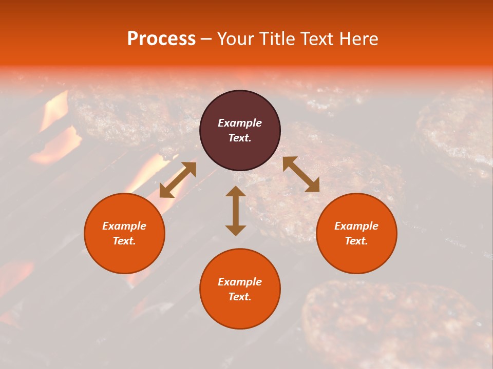 Hamburgers Cooking On Barbeque Grill With Flames PowerPoint Template