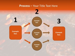 Hamburgers Cooking On Barbeque Grill With Flames PowerPoint Template