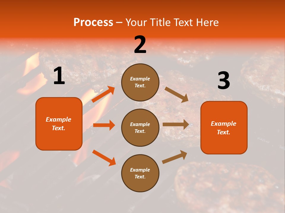 Hamburgers Cooking On Barbeque Grill With Flames PowerPoint Template