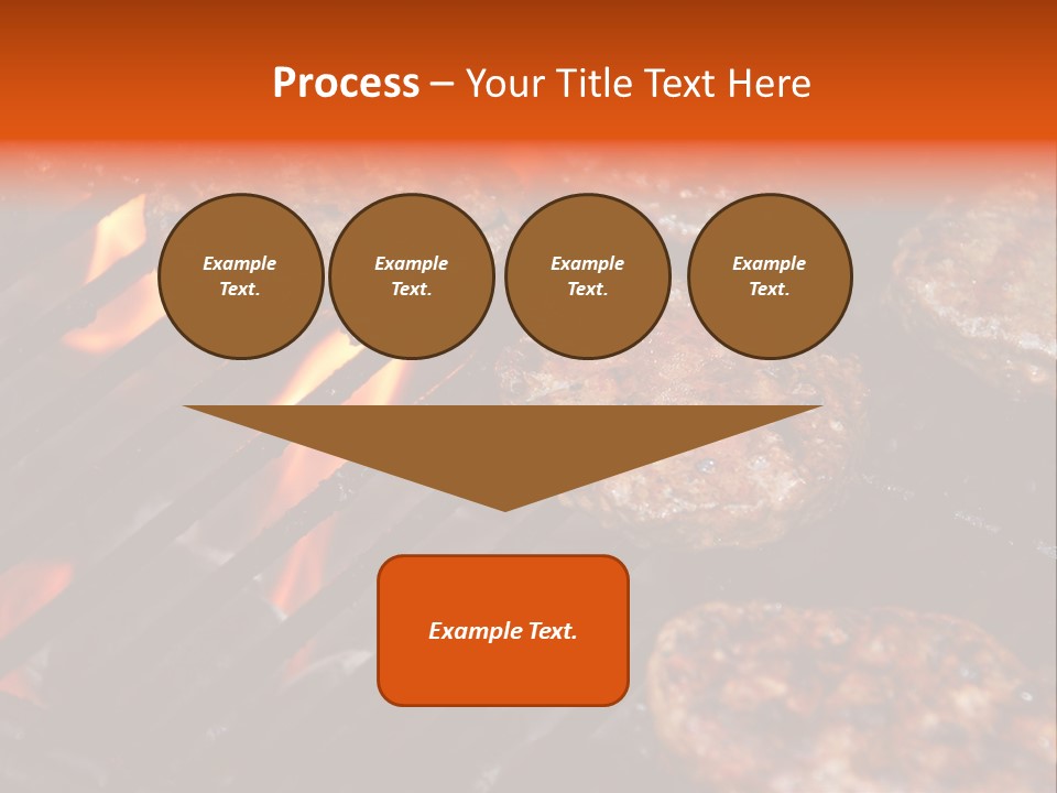 Hamburgers Cooking On Barbeque Grill With Flames PowerPoint Template