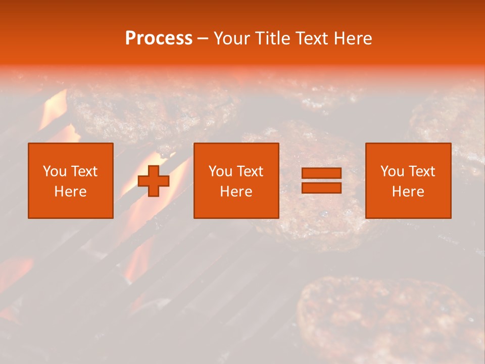 Hamburgers Cooking On Barbeque Grill With Flames PowerPoint Template