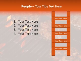 Hamburgers Cooking On Barbeque Grill With Flames PowerPoint Template