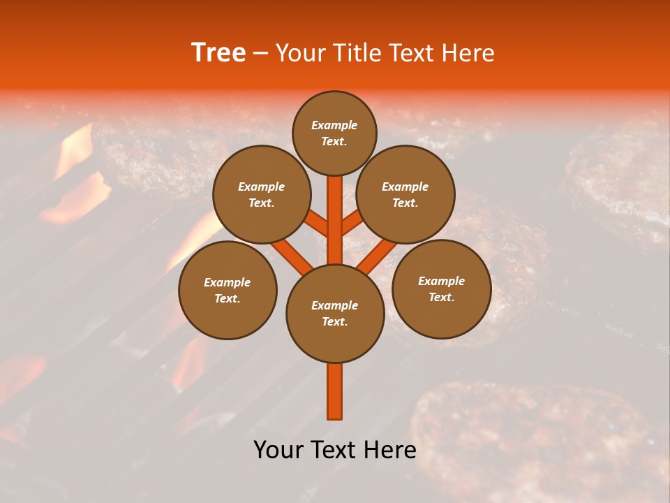 Hamburgers Cooking On Barbeque Grill With Flames PowerPoint Template