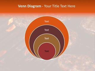 Hamburgers Cooking On Barbeque Grill With Flames PowerPoint Template