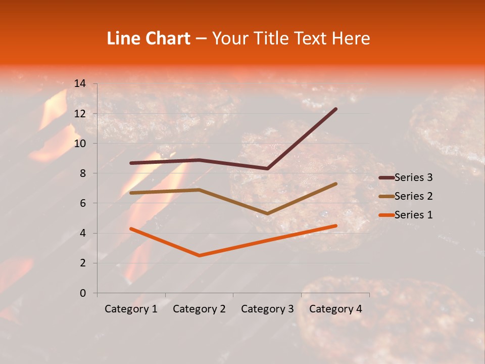Hamburgers Cooking On Barbeque Grill With Flames PowerPoint Template