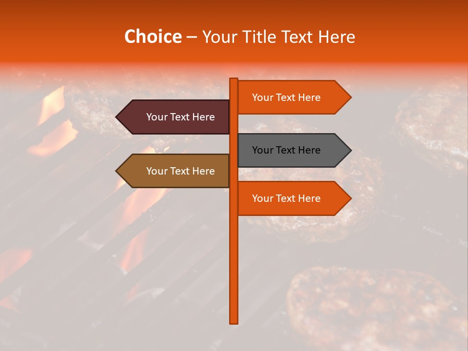 Hamburgers Cooking On Barbeque Grill With Flames PowerPoint Template